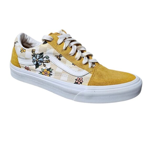 VANS Old Skool GARDEN Floral Check Cottage Embroidered Suede Skate Sneaker Shoe - Picture 2 of 11